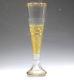 Mont Joye Cut Glass Crystal Vase, Trumpet Form, 1920s Hand Painted Raised Gilt