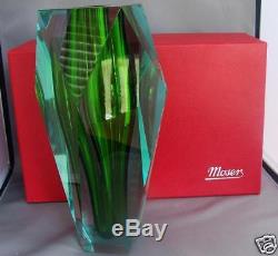 Moser Beryl Gema Underlay Cut Glass Crystal Vase NEW with Box & Certificate