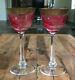 Moser Crystal Birds Of The Wild Wine Hocks Cranberry Cut To Clear Gold Band Euc