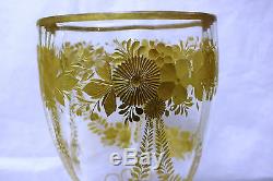 Moser Crystal Vase 10 1/2 Tall, 5 1/4 Dia. Cut Design All Gold Embellished