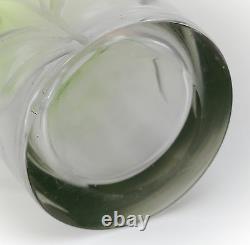 Moser Cut Crystal Vase Fades from Green to Clear Unsigned Reverse relief