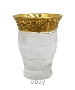 Moser Czech Cut Crystal Vase in Gold Splendid Signed