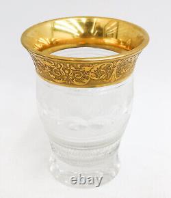 Moser Czech Cut Crystal Vase in Gold Splendid Signed