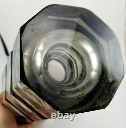 Moser Deco Smoke Crystal Cut Vase johan hoffman czech bohemian art glass tgc