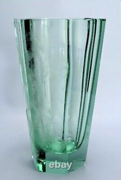 Moser Glass Vase Elk Motif Bohemian Crystal