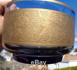 Moser Karlsbad Amethyst Art Glass Bowl Vase Greek Warriors Frieze Cut Crystal