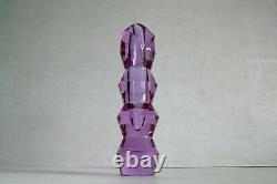 Moser Vase Purple Lead Free Crystal Cut Glass 4 Stage Cylinder Shaped Rare