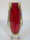 Murano Glass Vase Mandruzzato Facet Cut Tri Colour Red Yellow Clear Sommerso