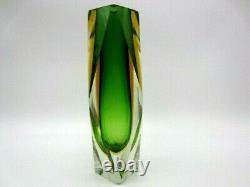 Murano art glass vase Space age design geometric shape sommerso prism facet cut