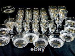 N982 40 Piece Suite Of Fine Glass With Gilt Monogram Royal Pattern Moser