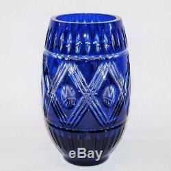 NIBWT Waterford Crystal Cobalt Blue Cased Cut to Clear 8 Vase