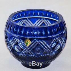 NIBWT Waterford Lead Crystal Cobalt Blue Cased Cut to Clear 6 Bowl