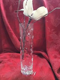NIB FLAWLESS Exceptional BACCARAT Glass LEAF CUT DESIGN Crystal FLOWER BUD VASE