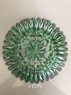 Nachtmann Germany Bamberg Emerald Green Cut to Clear Crystal Rose Bowl Vase