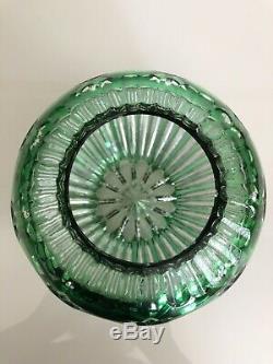 Nachtmann Germany Bamberg Emerald Green Cut to Clear Crystal Rose Bowl Vase