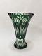 Nachtmann Germany Bamberg Emerald Green Cut To Clear Crystal Trumpet Shaped Vase