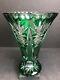 Nachtmann Germany Bamberg Emerald Green Cut To Clear Crystal Trumpet Shaped Vase
