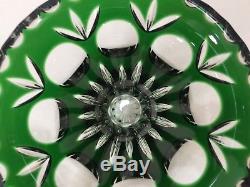 Nachtmann Germany Bamberg Emerald Green Cut to Clear Crystal Trumpet Shaped Vase