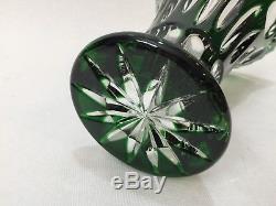 Nachtmann Germany Bamberg Emerald Green Cut to Clear Crystal Trumpet Shaped Vase