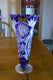 Nachtmann Germany Blue Clear Cut Crystal Trumpet Vase With Label Free Us Ship