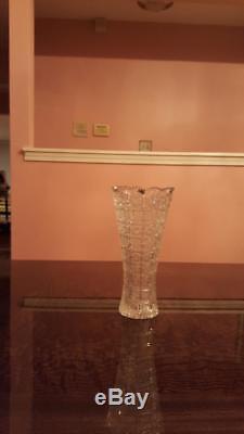 No justLarge Gorgeous Czech Bohemian Hand Cut Crystal Glass Vase Brand New