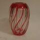 Oertel Haida Bohemia Crystal Glass Cranberry Red Cut To Clear Twisted 6 Vase