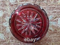 Ofnah Crystal Grapes Ruby Red Heavy Cut Clear 7.5 Tall Round Ball Vase German