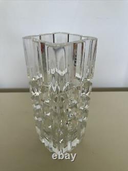 Orrefors Heavy Cut Crystal Vase Tullgarn Pattern Palmqvist Sleek Modern Design