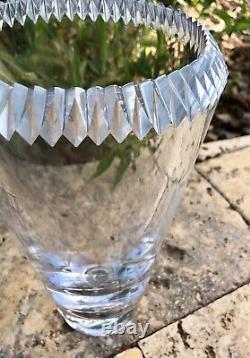 Orrefors Sweden Clear Glass Cut Crystal Vase 10 Signed Vintage