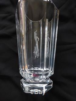 Orrefors Vicke Lindstrand Dancing Nude Cut Crystal Glass Vase, Signed