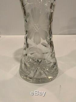 Pair (2) American Brilliant Cut Corset Antique Crystal Vases 10