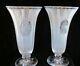 Pair Hawkes American Brilliant Period Cut Crystal 8 Cameo Vases Signed
