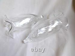 Pair Round Cut Crystal Frilly Glass Flute / Horn / Trumpet Vase For Epergne