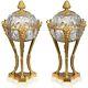 Pair Of French Louis Xvi Style Bronze And Cut Crystal Garniture Vases Covers