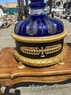 Pair of Hand-Cut Crystal, 24k Gilded Vases with Double-Headed Eagle