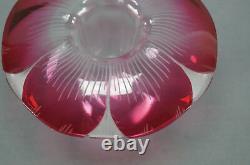 Pair of Late 19th Century Cut Crystal Cranberry Overlay Floral Form Vases