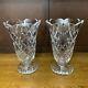 Pair Of Vintage Waterford Lead Crystal Cut Vases 10 Tall Gorgeous Signed