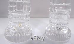 Pair of William Yeoward Crystal Cut Glass Castle Turret Candle Holders Vases