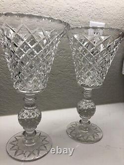 Pairpoint cut glass vase buble ball stem pair Crystal