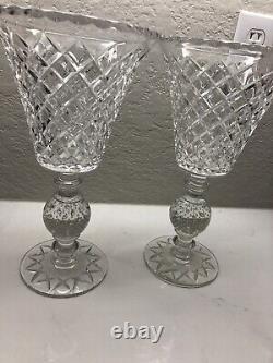 Pairpoint cut glass vase buble ball stem pair Crystal