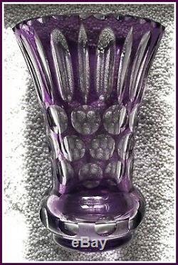 Pale AMETHYST VIOLET Trumpet-Shape Vase CUT TO CLEAR LEAD CRYSTAL Belgium France