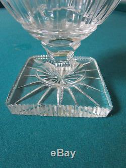 Pedestal Crystal Cut Vase Diamond Cut Ribbed 9 1/2