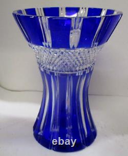 Polonia Cobalt Blue Cut To Clear Crystal Large Vase