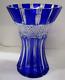 Polonia Cobalt Blue Cut To Clear Crystal Large Vase