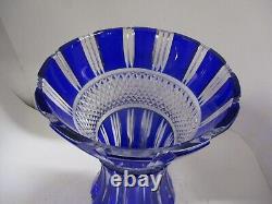 Polonia Cobalt Blue Cut To Clear Crystal Large Vase