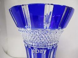 Polonia Cobalt Blue Cut To Clear Crystal Large Vase