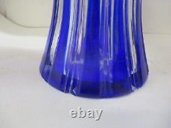 Polonia Cobalt Blue Cut To Clear Crystal Large Vase