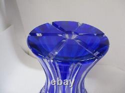 Polonia Cobalt Blue Cut To Clear Crystal Large Vase