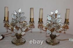 Pr Of Cut Crystal Vase Full Of Flowers French Artdeco Maison Bagues Table Lamps