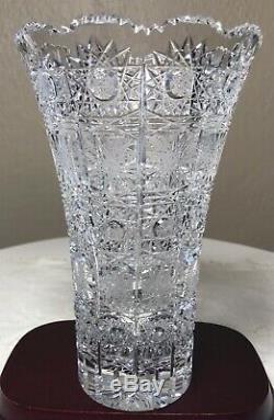 Queen Annes Lace Hand Cut Bohemia Lead Crystal Vase Made In Czechoslavakia Mint